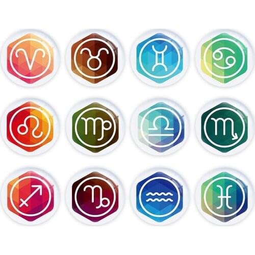 12 Constellations Fridge Magnet Zodiac Sign Magnetic Refrigerator Sticker Glass Cabochon Message Board Stickers Zodiac Sign