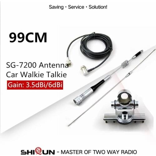 Mobile Antenna UHF/VHF Dual Band 6.0 dBi SG-7200+Car Clip Mount RB-400+5M Cable or Magnetic Base For Car Radio BJ-218 KT-7900D