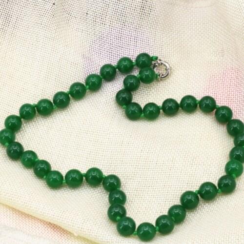 Fashion green Malaysia jades natural stone chalcedony 10mm round beads strand necklace chain women choker jewelry 18inch B3202