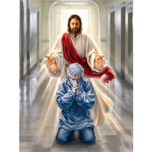 New Arrive Jesus And The Doctor DIY Oil Painting Paints By Numbers Acrylic Paint Drawing On Canvas Wall Art HandPainted