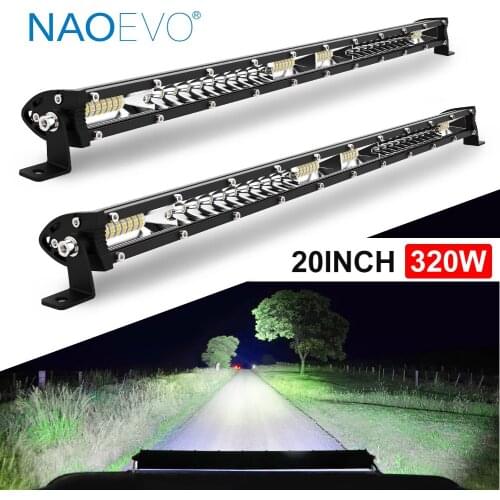 NAOEVO Ultra-Thin 160W 4x4 Off Road LED Light Bar/Work Light Spot Flood 20'' Fog barra led Bar 12V 24V for auto Niva atv Tractor