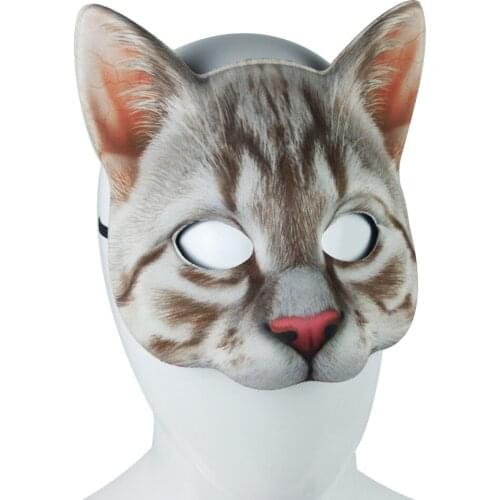 Novelty Halloween Cat Mask Costume Party Cat Animal Half Face Mask Animal Cosplay Masquerade Party Cosplay Props