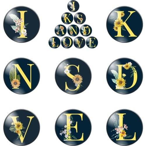 New Special Flower Letters Art Love 8mm/10mm/ 12mm/round Photo Glass Cabochon Demo Flat Back Making Findings Zb0543