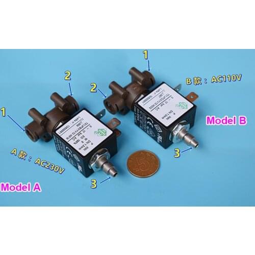 ODE 1/8" AC110V/ AC 230V 2-position 3-way Electric Brass Solenoid Valve Coffee Machine Steam Hot Water Valve for Low Temperature