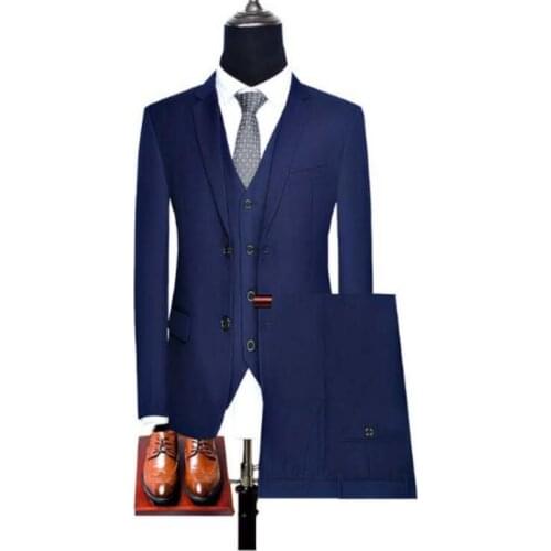 Jacket+Vest+Pants) 2019 Spring Men Suits Fashion Single Breasted Mens Slim Fit Business Wedding Suit Men Ropa De Hombre