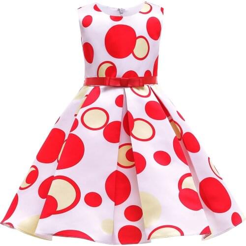 Kids Print Dress For Girls Wedding Birthday Party Dresses Kids Princess Christmas Dress 2 4 6 10 Yrs Children Girls Clothing
