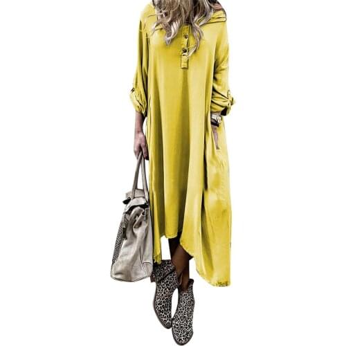 Hot apparel Elegant Dress summer Casual Women Solid Color 3/4 Sleeve Loose Kaftan Hooded Asymmetric Maxi Dress