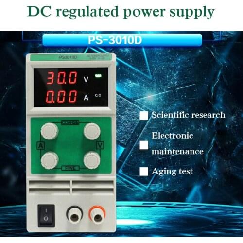 PS 3010D DC Power Supply Switch Laboratory 30V10A Single Regulator Mini Input Voltage AC 110V/220V/50/60Hz 3 Digital