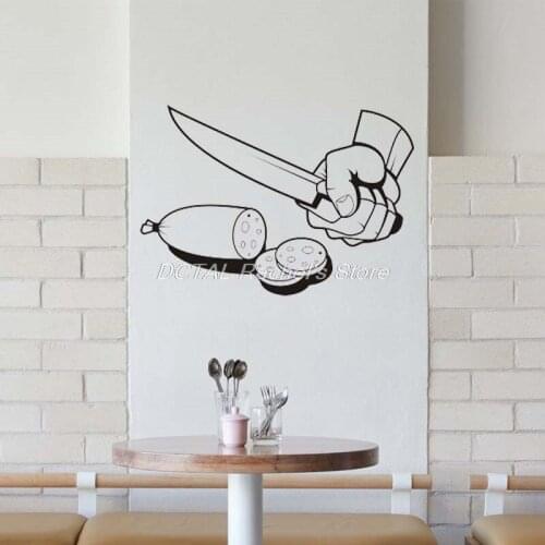 Restaurant Decor Slice Sausage Vinyl Wall Decal Kitchen Dining Room Sticker Bar Drink Art Sticker