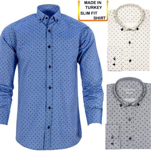 Slim Fit Shirt Men Cotton Long Sleeve Print 2021 Casual Social Business Camisa Masculina High Quality Oxford Turkey by Varetta