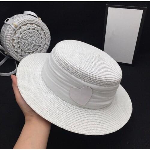 White hat summer new fashion small pure and fresh and elegant sweet flat straw hat holiday sun hat