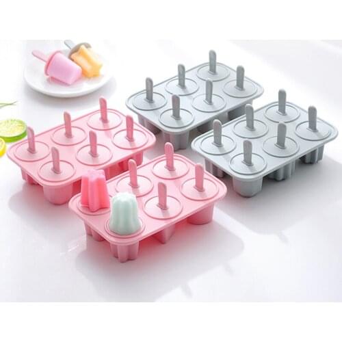 Silicone Ice Cream Mold Popsicle Homemade Cube Moulds Freezer Juice 6 Cell Making Box Tray Barrel Dessert Makers