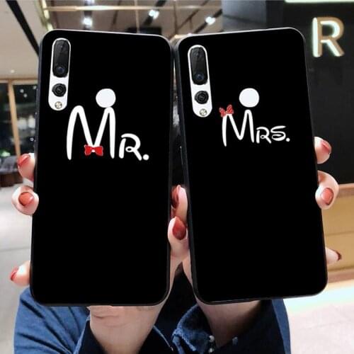 Cute Bow Mr Mrs Couple Phone Case Huawei Y6P Y8S Y8P Y5II Y5 Y6 2019 P Smart Prime Pro