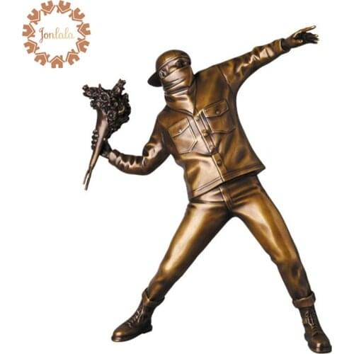 Bronze Color Top Street Art Resin Figurine England Street Art Banksy Sculpture Bomber Polystone Figure Collectible Art