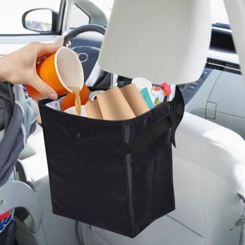 24x14cm Waterproof Car Trash Can With Lid And Storage Pockets Car Folding Garbage Bin Multifunctional Waterproof Trash Can
