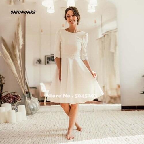 2020 Gorgeous Short White Wedding Dresses for Women Boho Bridal Robe Mariee Vestido De Novia Corto Online Shop India Undefined