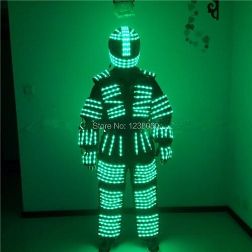 Colorful Led Luminous Robot Suit With Helmet Gloves LED Clothing Growing Light Kryoman Ballroom Costume Party Stage Clothes