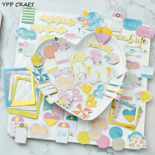YPP CRAFT 70pcs Summer Vibes Colorful Cardstock Die Cuts for Scrapbooking Happy Planner/Card Making/Journaling Project