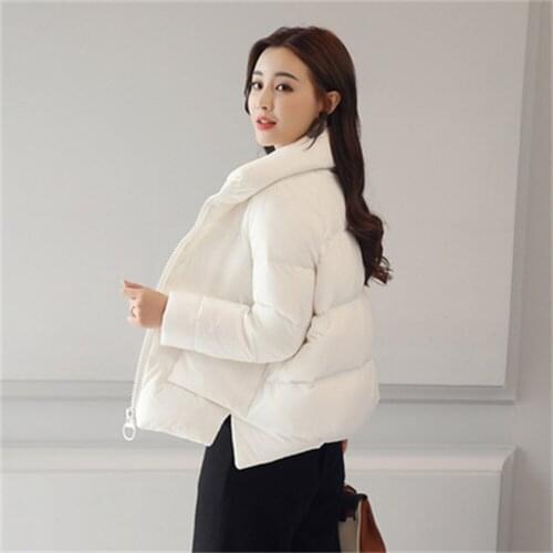 2021 Winter Jacket Women White Black Warm Thick Solid Short Style Cotton padded Parka Women Coat H616