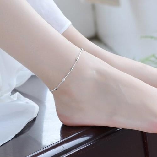 LUKENI Wholesale Trendy Silver Bracelets Women Party Accessories Female Fashion 925 Sterling Silver Anklets Girl Christmas Gift