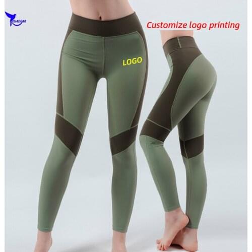 Custom LOGO Quick Dry Stretch Yoga Pants Women Push Up Sport Leggings High Waist Running Tights Gym Fitness Training Trousers