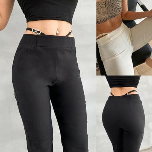 Womens Ladies High Waisted Flared Pants Casual Bottoms Trousers Jog Joggings UK