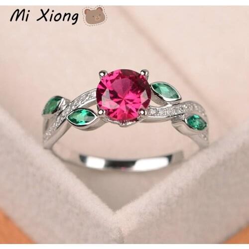 Mi Xiong 925 Sterling Silver Women Rings 17 Color Rainbow Series Exquisite Crystal Zircon Luxury Jewelry Engagement Wedding Gift