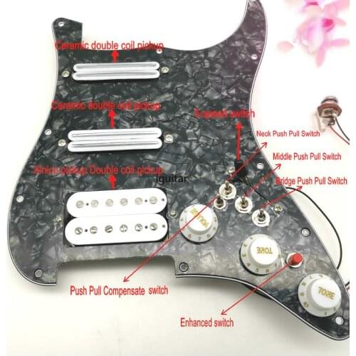 Rare Guitar Pickups Pickguard SSH White Dual Track Pickup Super Wiring Assembly Very powerful Features Multiple Function