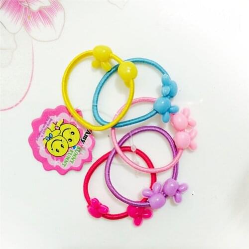 10/20Pcs Double Beads Cartoon Childrens Hair Ring Candy Color Lovely Head Rope Hair Band Gift Rubber Band Hair Accessories Hot