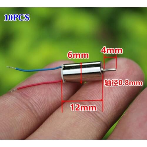 10pcs 612 6mm*12mm Coreless Motor DC 3V 3.7V 50000RPM High Speed for RC Drone Aircraft Toy Models