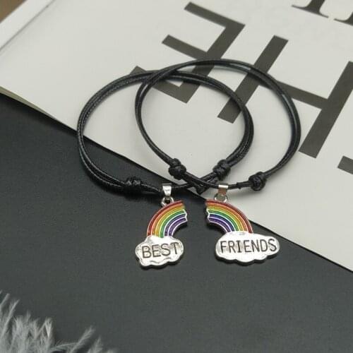 2 pcs/lots Rainbow Best Friend Bracelet Adjustable friendship Couple Bracelet gift Hand Bracelet