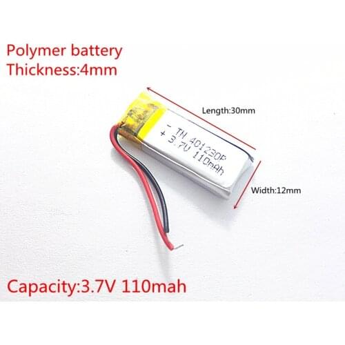 3.7V,110mAH,401230 PLIB; polymer lithium ion / Li-ion battery for GPS,mp3,mp4,mp5,dvd,bluetooth,model toy mobile bluetooth