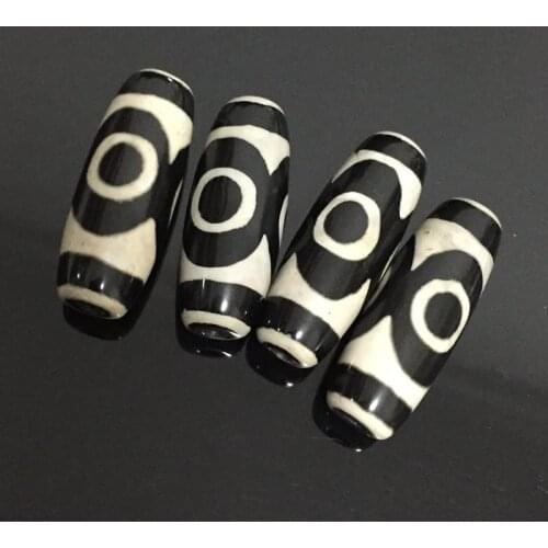 30mm Natural Tibetan Dzi Agates Beads Vintage Jewelry DIY Prayer Stone Beads Oval Three-eyed White Black Agates Beads for Male