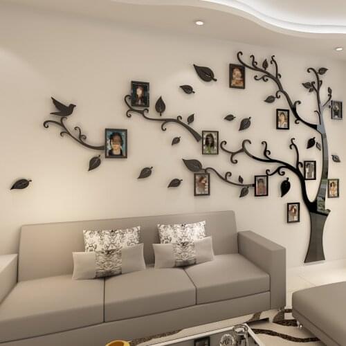 3D Acrylic Tree Photo Frame Wall Stickers Crystal Mirror Stickers Paste On TV Background Wall DIY Family Photo Frame Wall Decor