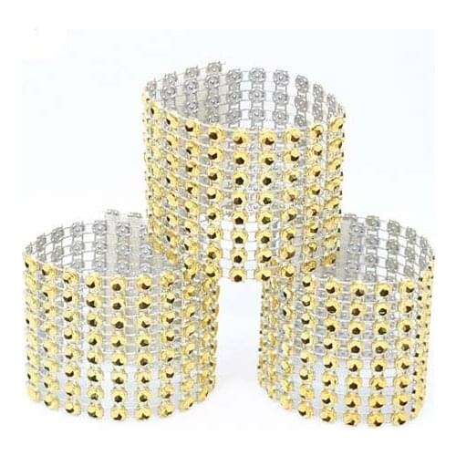 500Pcs/Lot Plastic Rhinestone Wrap Golden Napkin Ring New Napkin Rings Chair Buckle Hotel Wedding Supplies Home Talbe Decoration