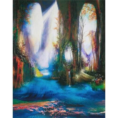 5x7ft Tree Hill Colorful Painting Photography Backdrops Photo Props Studio Background