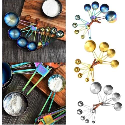 9pcs Stainless Steel Measuring Cups Spoons Set Stackable Baking Cooking Scoop M68E