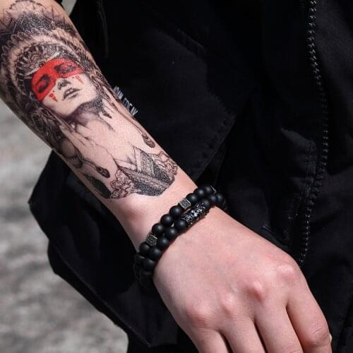 Fashion 2pcs/set CZ Cube Dice Bracelet Set Handmade Tube Charm Black Matte Stone Bead Men Bracelet Jewelry Pulsera Hombre