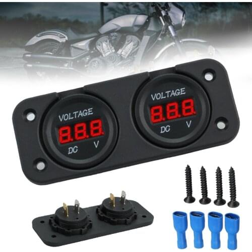 1Pc DC 12V/24V Digital Voltmeter Waterproof Car Dual Battery LED Digital Volt Meter Boat Voltage Marine Gauge
