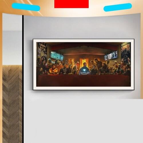 Marvel Living Room Decoration Painting Iron Man Spiderman Avengers Banner Hanging Painting Last Supper Mural