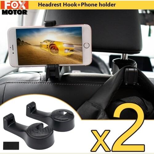 Phone Holder Car Chair Hook Back Seat Hanger Headrest Hook Seat Cover Hanging Handbag Shopping Bag Vehicle For Audi Toyota Auto