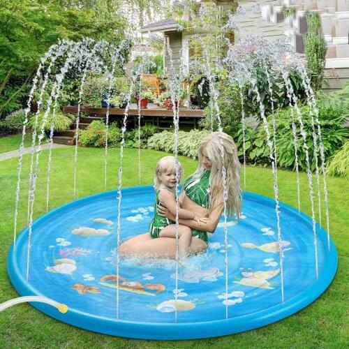 100cm Kids Inflatable Water Spray Pad Round Water Splash Play Pool Playing Sprinkler Swimming Pools PVC Outdoor Fun Yard Mat