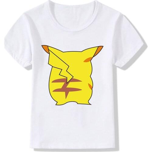 Pikachu Cartoon Print Short Sleeve T-Shirt Top Kids Harajuku Casual T Shirts Summer New Pokemon Anime Baby Girls Clothes Tops