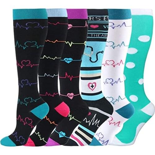 New Compression Stocking Women Knee High 20-30mmHg Edema Diabetes Varicose Veins Running Sports Travel Compression Socks