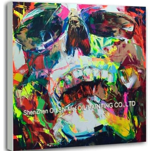 Goods idea handpainted oil pictures art on Canvas colorful ghost face skull head wall painting for living room home decor