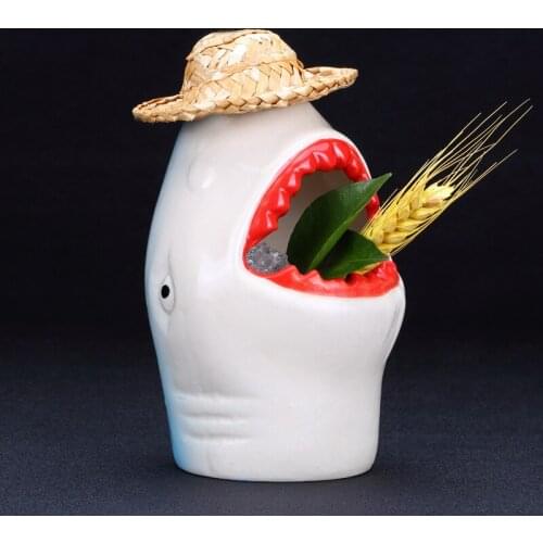 Shark cocktail ceramic mug cup personality Hawaii TIKI base liquor cup