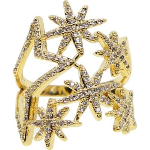 2018 new rings star micro set zircon gold filled fashion stunning surround finger ring party wedding High quality jewelry