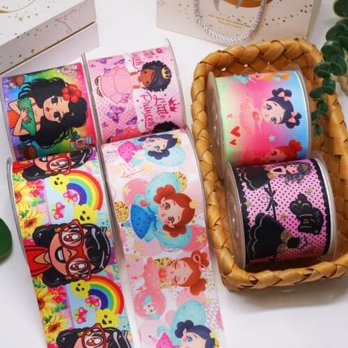 DIY Cartoon Fairy Printed Grosgrain Ribbon For Craft Supplies Sewing Accessories 5 Yards, Planar Resins 10 Pieces. 56804