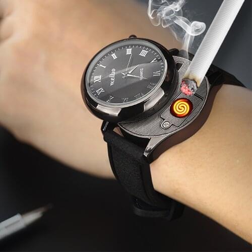 Multifunction Men Metal Watch Funny Recharge Electronic USB Lighter Windproof Lighter Gadgets for Men Smoking Accessories