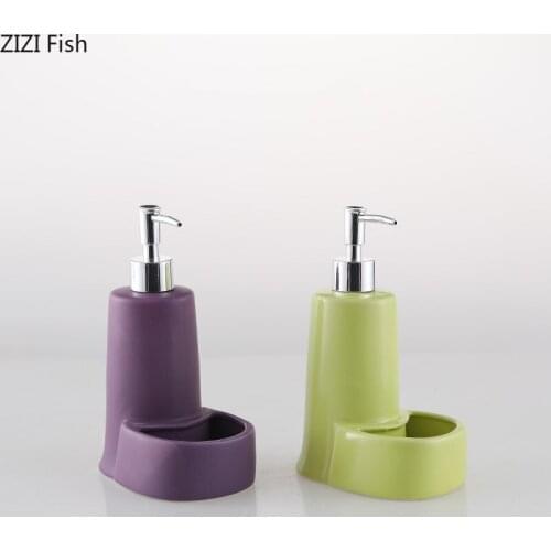 Ceramic Soap Dispenser Multifunctional Dual Purpose Soap Dispenser Soap Dish Bathroom Accessories Home Bathroom Supplies Set